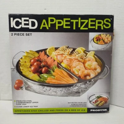 Prodyne Iced Appetizers 2 Piece Set Iced Bottom Tray Top w/ Divided Compartment - Image 1 of 4