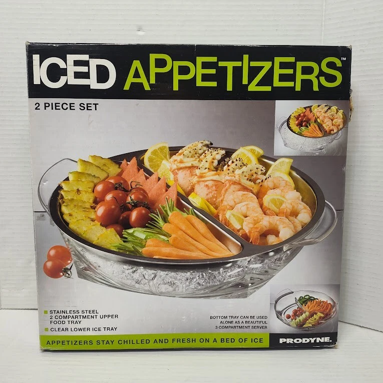 Prodyne Iced Appetizers 2 Piece Set Iced Bottom Tray Top w/ Divided Compartment - Image 1 of 4