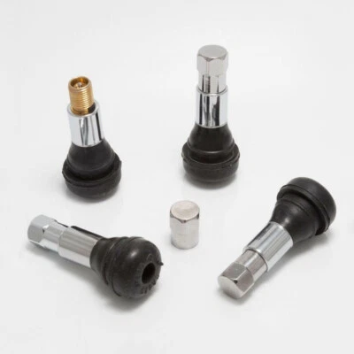 4Pcs TR413C Wheel Tire Valve Stem Short Chrome Rubber Cap Universal  Accessories - Image 1 of 4