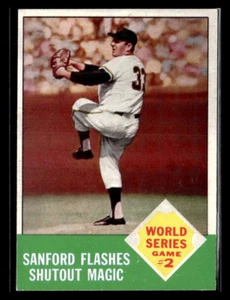 1963 Topps #143 World Series Game 2 Sanford Flashes Shutout - EX+ #5211 - Picture 1 of 2