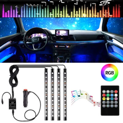 Luzes decorativas de piso para interiores de carros LED RGB atmosfera lâmpada de tira - Imagem 1 de 4