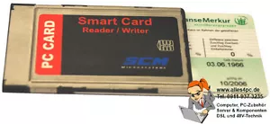 CHIPCARD READER CHIPKARTENLESER SCM SCR 243 FÜR HBCI PRAXIS HOMEBANKING PCMCIA - Bild 1 von 1