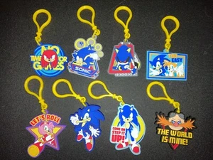 SEGA Sonic The Hedgehog Blind Bag Rubber Keychains Bag Clips COMPLETE Set Of 8 - Picture 1 of 9