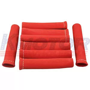 Red 8pcs 1200° Spark Plug Wire Boots Heat Shield Protector Sleeve SBC BBC 350 - Picture 1 of 6