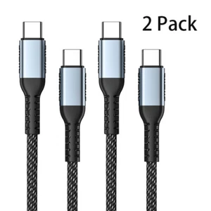 2Pack USB C to USB C 20V/5A Charging Cable PD 100W 480Mbps Rate Black - Picture 1 of 6