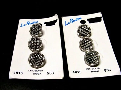 VTG Shank Buttons Wavy Open Round Pattern Metal Made in Italy Silver-Tone 5/8" - Image 1 of 4