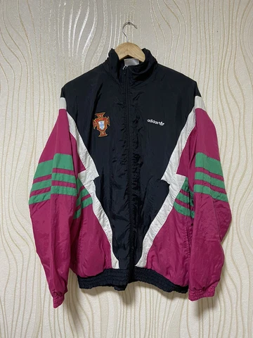 PORTUGAL 90s VINTAGE FOOTBALL SOCCER FULL ZIP JACKET TOP ADIDAS sz L Cover