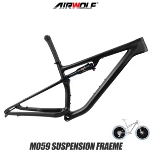 AIRWOLF Carbon Suspension MTB Frame 29er Boost Cyclocross XC Bike 2.4inch - Picture 1 of 24