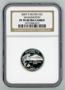 2007-S Silver Proof Washington 25C - NGC PF70 UCAM State Quarter Ultra Cameo - Picture 1 of 2