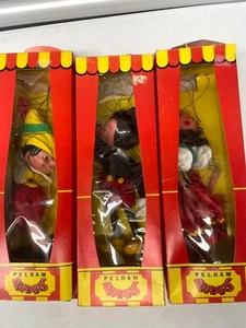 Vintage Pelham Puppe Marionette Set Mickey Mouse Pinocchio Spanische Tänzerin Mädchen 3-teilig - Bild 1 von 19