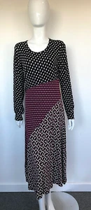 Michael Kors Black & Purple Circle Pattern Maxi Dress Size Large Party KWY001 NG - Picture 1 of 9