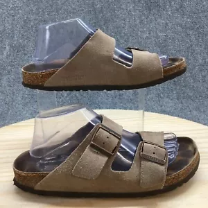 Birkenstock Sandals Womens 41 Arizona Casual Slip On Buckle Slide Brown Suede - Picture 1 of 16