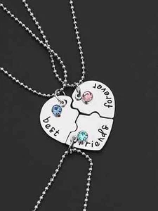 3pcs Best Friends Fovever Heart Pendant Necklace Gifts for Best Friend Friends - Picture 1 of 8