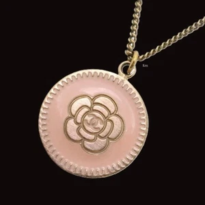 CHANEL Necklace Coco CC Pendant choker AUTH Pink Camellia Chain kenkenjp Flower - Picture 1 of 9