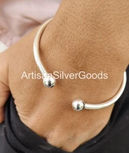Adjustable Thick West Indian Solid 925 Sterling Silver Bangle Bracelet rs454 - Picture 1 of 7