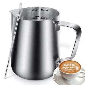 12oz Milk Frothing Pitcher, Stainless Steel Espresso Latte Cup Steaming Pitch... - Picture 1 of 7