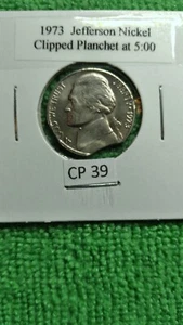 1973 Jefferson Nickel ERROR Clipped Planchet - Picture 1 of 4