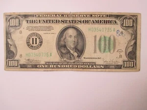 1934c $100 Federal Reserve Note H03540735A - Picture 1 of 2