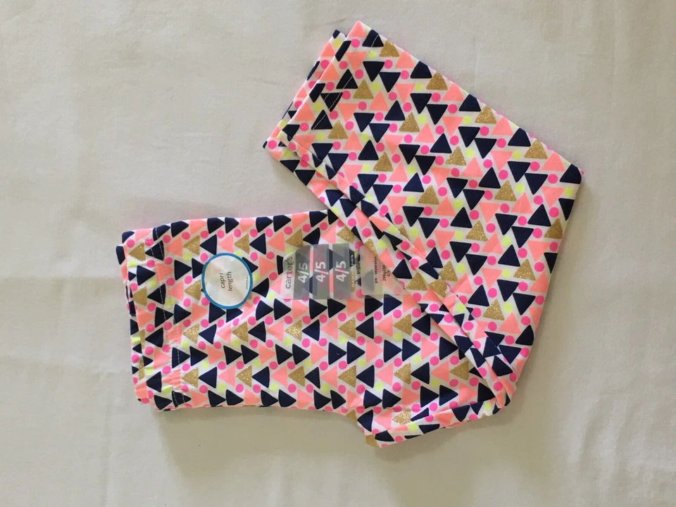 NUEVO CON ETIQUETAS Leggings Carter's Neon Geo Capri Niñas 4/5,6/6X,7,8,10/12,14 Foto 1 de 1