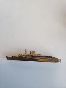 Miniature Brass Ocean Liner 4.25" Long Made In Hong Kong Please See Pics/Desc - Picture 1 of 8