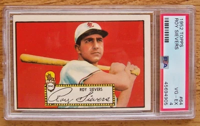 1952 Topps PSA 4 VG-EX #64 Roy Sievers Red Back St. Louis Browns (no creases) - Image 1 of 3