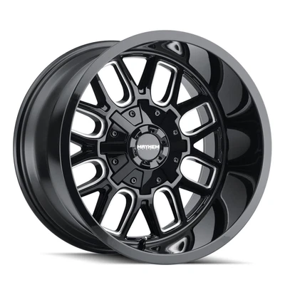 Rueda 20" Mayhem Cogent negra brillante fresada 20x9 8x6,5 0 mm para Chevy GMC Ram Ford Foto 1 de 4