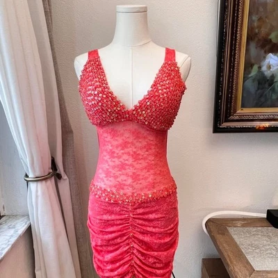 Mini Vestido Rhythm Couture Con Cuentas Encaje Acanalado - Talla M, Nuevo con Etiquetas Foto 1 de 4