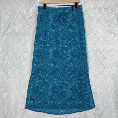 Falda Midi Y2K Corbata Frontal 14/16 XL Azul Paisley Boho Hada Grunge Modesta De Colección Años 90 Foto 1 de 4