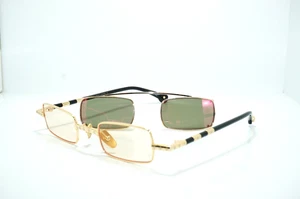 NEW AUTHENTIC PHILIPPE V X2 Gold Eyeglasses Frame w/ Clip-On Sunglasses - Picture 1 of 7