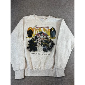 Vintage 90s American Civil War Graphic Crewneck Sweatshirt Mens Large Gray Delta - Picture 1 of 6