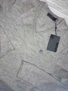 G/Fore Maglione Uomo Grande 100% Cashmere Scollo V Felpa Grigio Nuovo con etichette $295 - Foto 1 di 7
