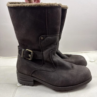 CAT Caterpillar Randi Womens Casual Boots Zip Up Brown Fur Harness Size 9.5 EUC - Image 1 of 4