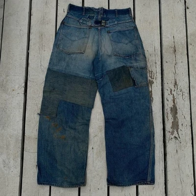 Jeans RARO 1940s fivela traseira fazenda reparado a grande marca favorita 34x30 - Imagem 1 de 4