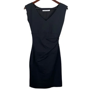 Diane Von Furstenberg Size 0 Bevin Black Cap Sleeve Ruched Dress Designer DVF - Picture 1 of 7