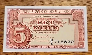 Czechoslovakia PK #59s ND(1946) 5 Korun Specimen Uncirculated Banknote - Picture 1 of 2