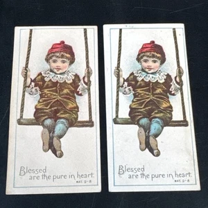 2- Tarjetas comerciales duplicadas de versículos bíblicos victorianos - Imagen 1 de 2