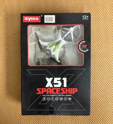 Alien Spaceship SYMA X51 RC Drone Abatible LED UFO Doble Velocidad 4CH Helicóptero, Blanco Foto 1 de 2