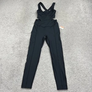 Free People FP Movement Back It Up Jumpsuit XS One Piece Black Cross Back NWT - Picture 1 of 16