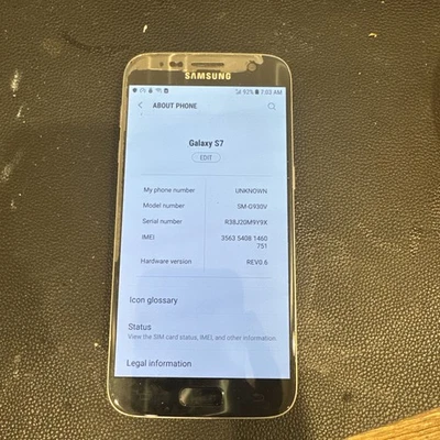 Samsung Galaxy S7 SM-G930V - 32GB - черный (Verizon) очень хорошо разблокированный - Изображение 1 из 4