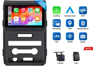 CAM+OBD+For Ford F-150 2013 2014 Android 14 9" IPS Car Stereo GPS DSP CarPlay BT - Picture 1 of 21