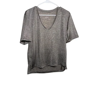 Anthropologie Pilcro T-Shirt Women's XS Metallic V-Neck Short Sleeve Casual - Picture 1 of 11