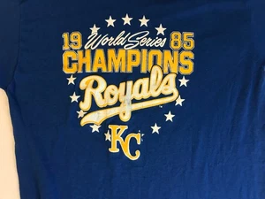 vintage 1985 Kansas City Royals WORLD SERIES CHAMPIONS Logo 7 T-shirt - Size L - Picture 1 of 5