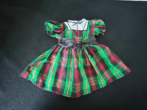 American Girl Addy's tagged Tartan Christmas Dress with ribbon rose at waist - Picture 1 of 4