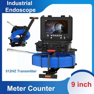9" DVR Sewer Camera with 512HZ Self-leveling Meter Counter Trolley Pull Rod New - Picture 1 of 23
