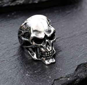 Skull Ring 925 Silber Totenkopf Herren Damen Gothic Biker Massiv Sterling - Picture 1 of 9