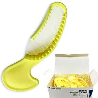 PLASTCARE USA 35 Dental Impression Bite Registration Triple Trays Molding, Quadrant, (Yellow)