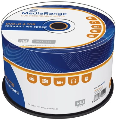 50 Mediarange Rohlinge DVD+R 4,7GB 16x Spindel - Bild 1 von 2