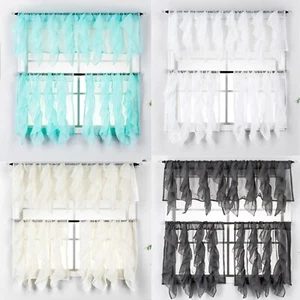 3 Stück Cascade Sheer Rüschen Küche Fenster Vorhang Stufen und Volant Set - Bild 1 von 5
