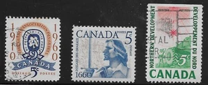 Canada Scott #390-92, Singles 1960-61 Complete Set FVF Used/MH - Picture 1 of 1