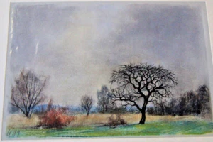 :FRANZ EHMKE *1928 -2018 BERLIN PASTELL ROMATISCHER BAUM AUF FELD BLANKENFELDE - Bild 1 von 4